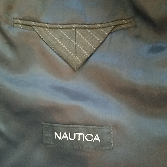 Nautica Mens Gray Striped Blue White Suit - Picture 6 of 7
